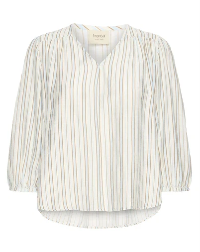 Fransa - FRAriana 19 Bluse - Tobacco Blue Stripe 